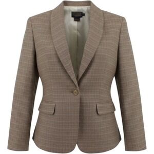 Pendleton Blazer Womens 10P Brown 100% Virgin Wool Plaid Jacket Preppy Business